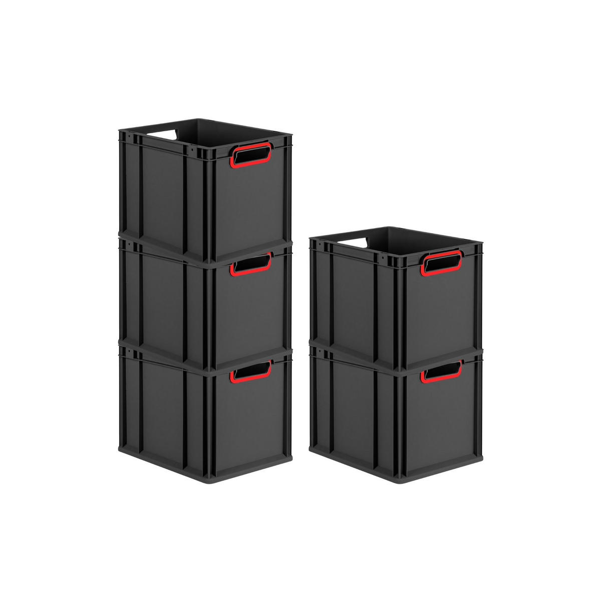EUROBOX NextGen Color 32x30x40 cm 30 Liter Griffe rot offen, Schwarz - Rot/Schwarz, Kunststoff (30/32/40cm) - PROREGAL