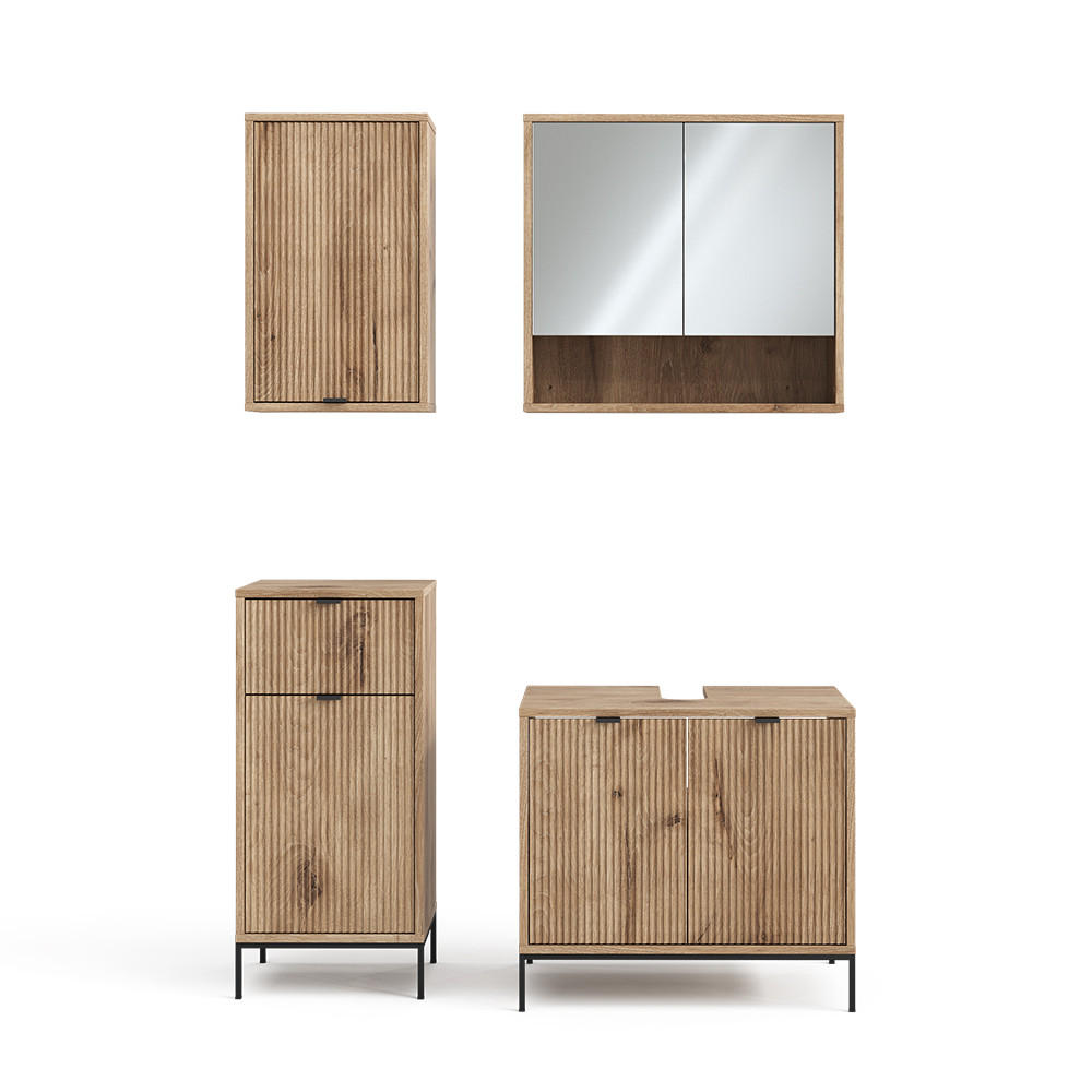 BADMÖBEL-SET Eliza Viking Oak 4 Teile - Eiche Wotan, Holzwerkstoff (70/63/45cm) - Vicco