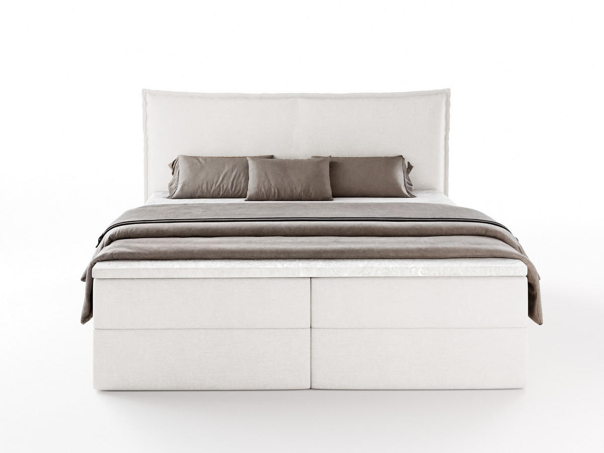 BOXBETT ARENO 200x200 cm Komplett-Set mit Bettkasten, Bonell-Matratze H3 und Topper - Creme - Creme, Textil (200/200cm) - Luxkor24