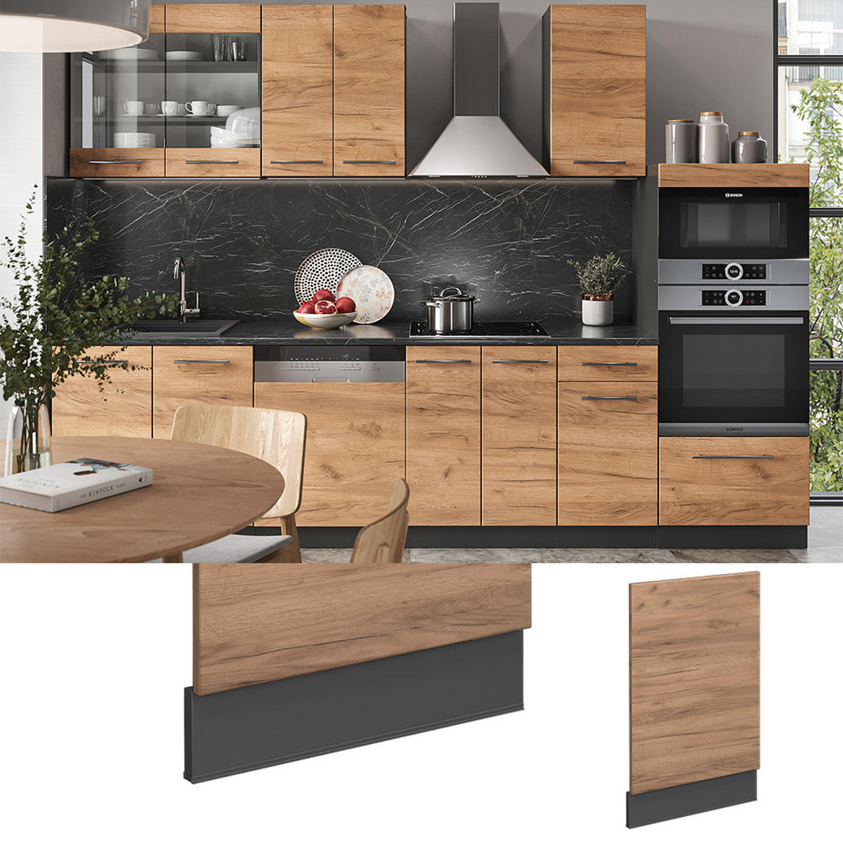 FRONTBLENDE Fame-Line Goldkraft Eiche 45 cm, AP Anthrazit - Anthrazit/Eiche Wotan, Holzwerkstoff (45/67.4/1.6cm) - Vicco