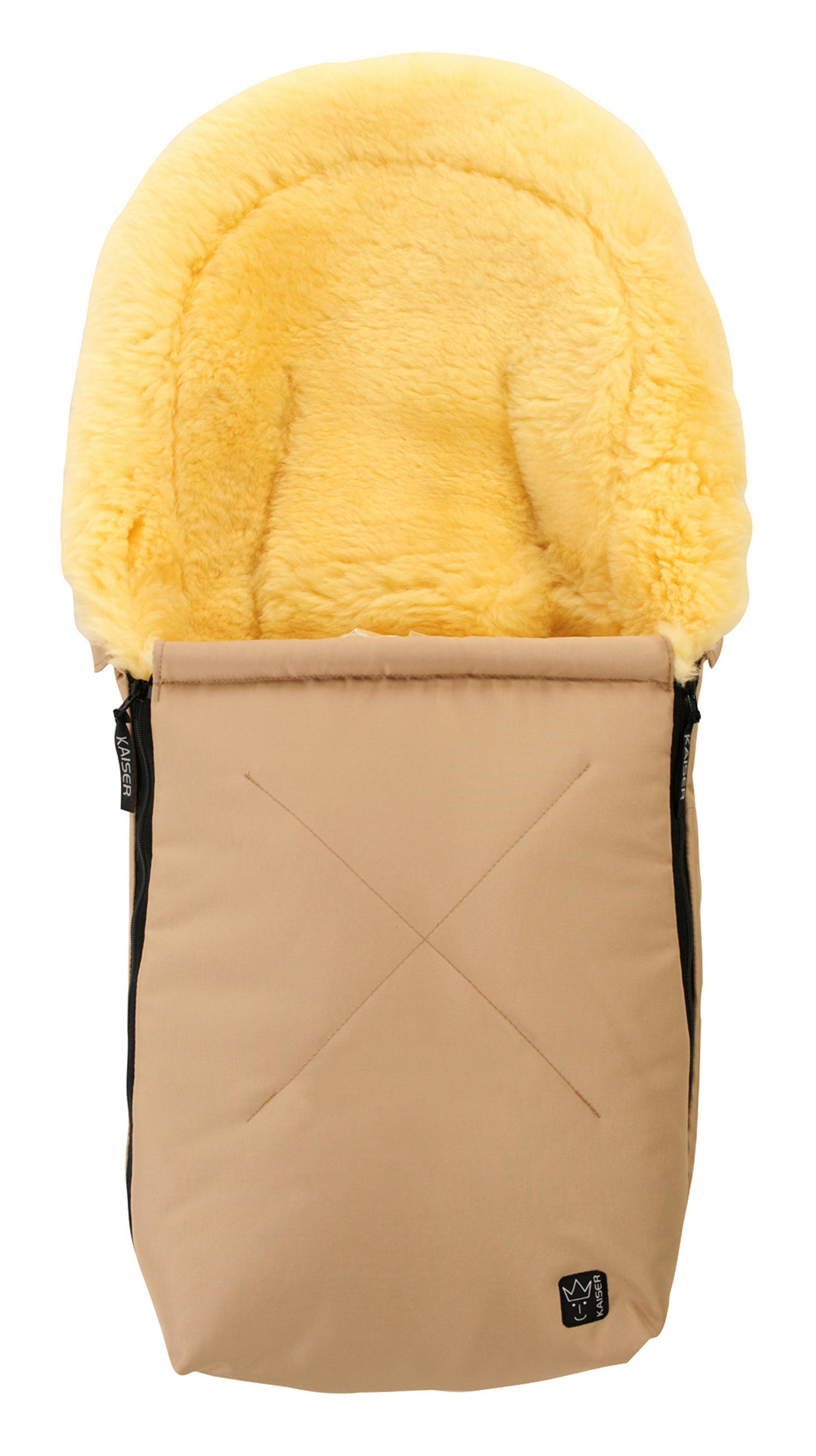 LAMMFELL-BABYSCHALENFUSSSACK Emma, sand - Beige, Fell (37/7/80cm) - Kaiserbaby
