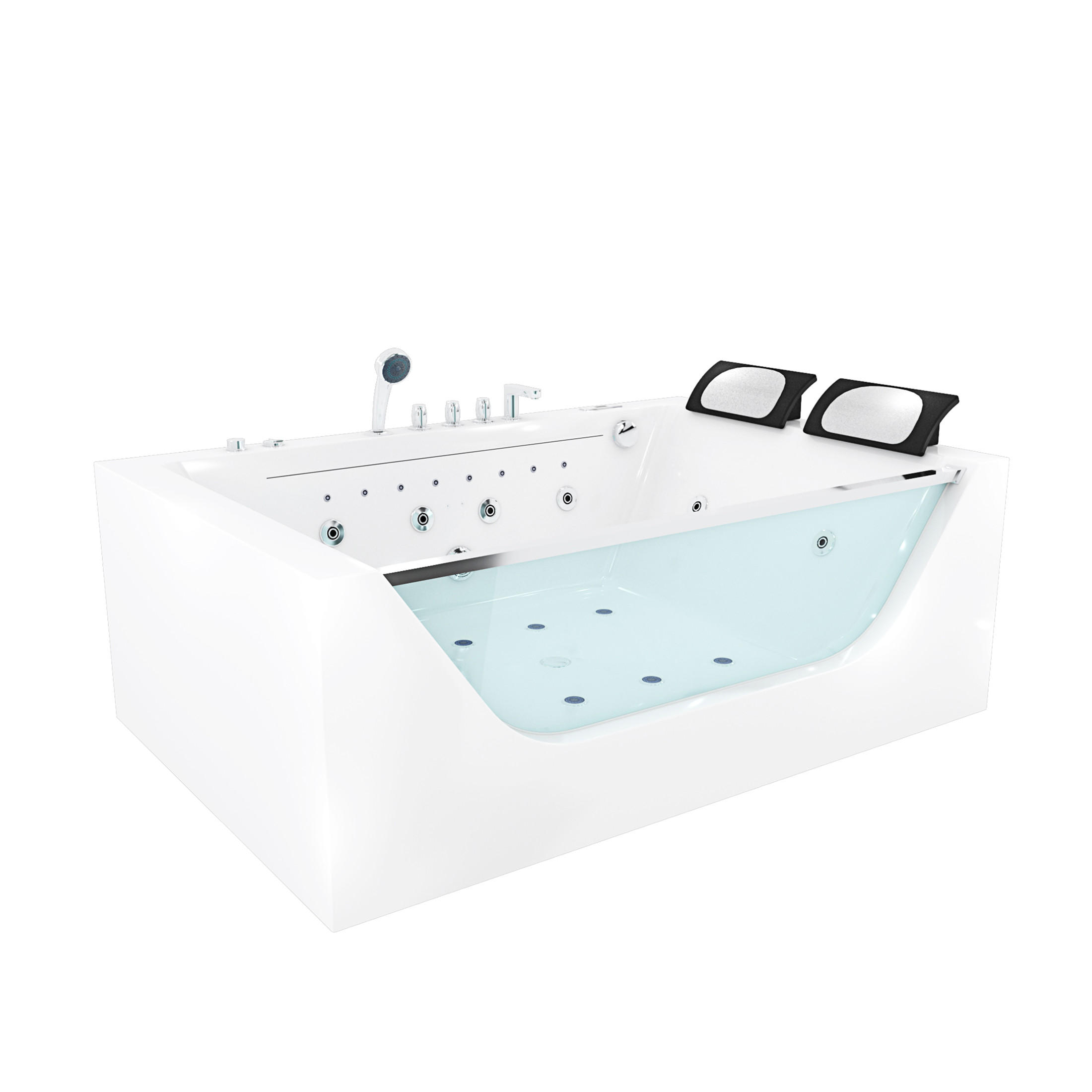 WHIRLPOOL Pool Wanne W42-L-EA 180x120cm - Weiß, Glas/Kunststoff (120/64/180cm) - AcquaVapore by Sandra Jentho