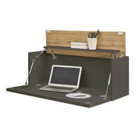 SEKRETÄR Grau matt, Eiche Wotan 100 cm, Wandschrank mit klappbarem Oberboden - Eiche Wotan/Grau, Holzwerkstoff (30/100/35cm) - Furn.Design