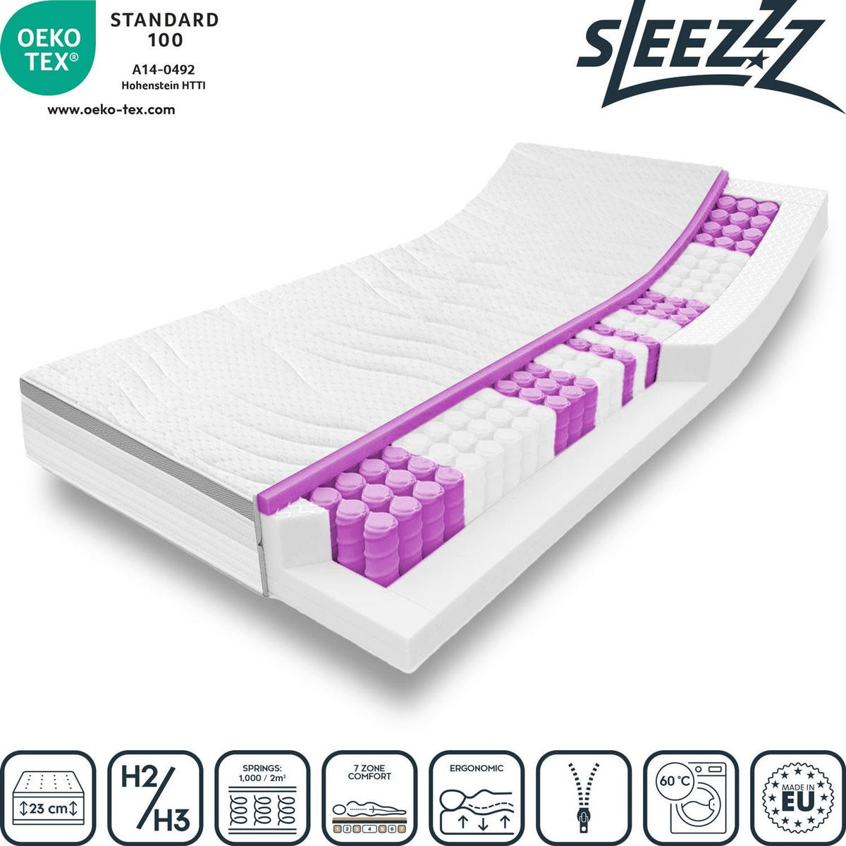 FEDERKERNMATRATZE Diamond 90x200 cm - Weiß, Textil (90/200cm) - Sleezzz