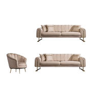 SITZGARNITUR Wave Grau Stellvariante:3+3+1 - Beige, Holz (227/78/94cm) - Villa Möbel