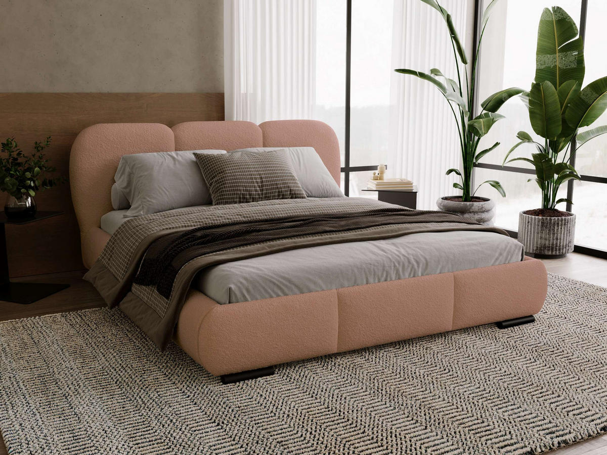 POLSTERBETT Rosa - Eichefarben/Schwarz, Holz/Textil (180/200cm) - MIRJAN24