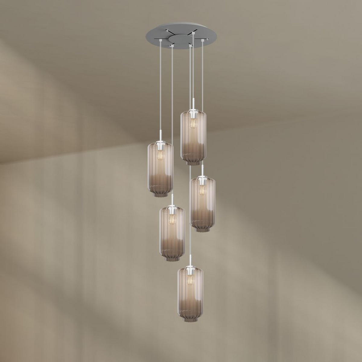 GALERIELEUCHTE Velo 5-flammig Klar Ø 18cm - Klar/Weiß, Glas (18/18/33cm) - s.luce