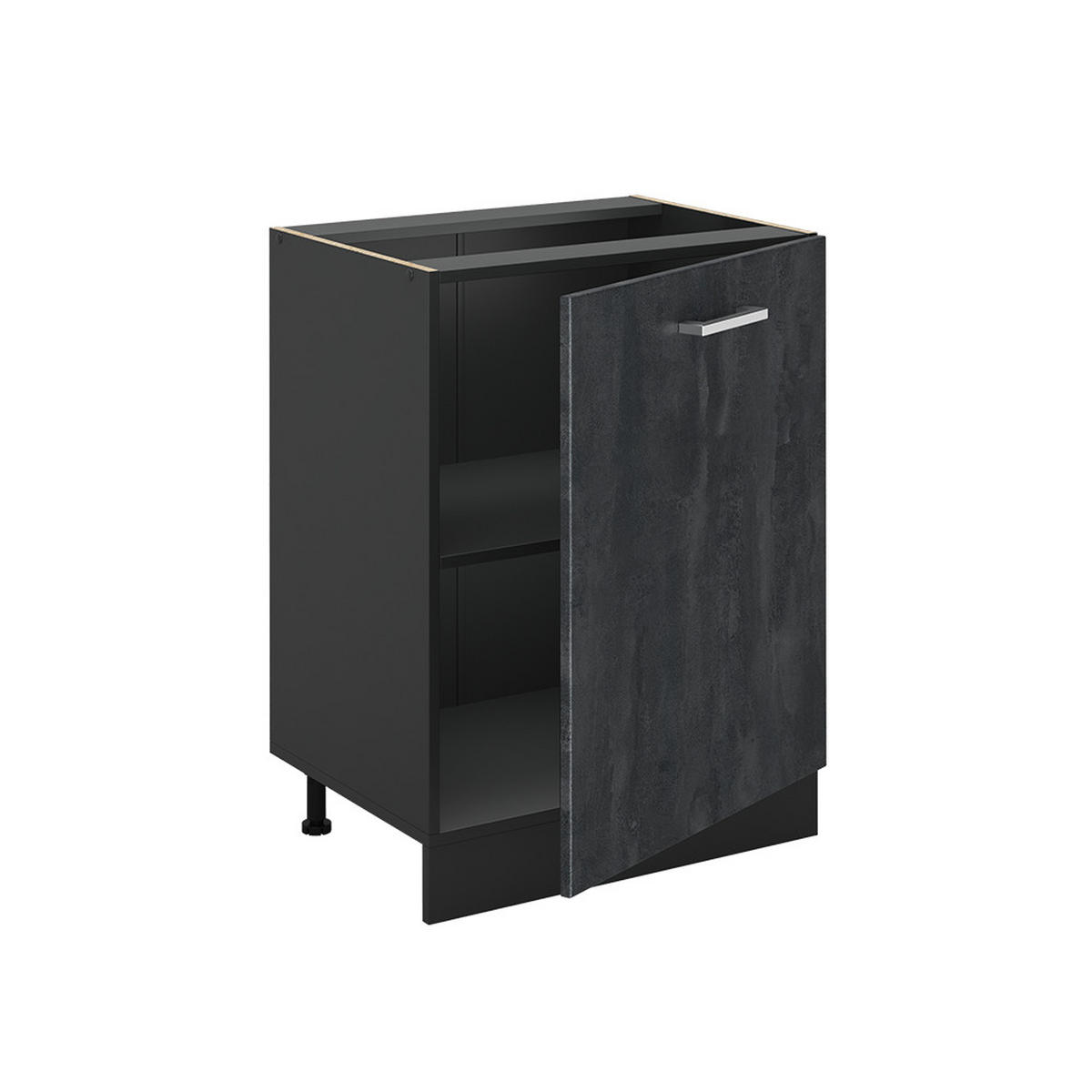 KÜCHENUNTERSCHRANK R-Line, Schwarz Beton/Anthrazit, 60 cm mit 1 Tür Arbeitsplatte Anthrazit - Anthrazit/Schwarz, Holzwerkstoff (60/81.6/60cm) - Vicco