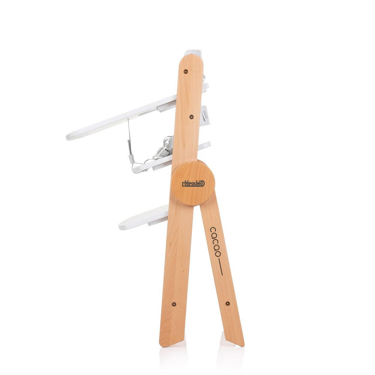 HOCHSTUHL Cacao Holz weiß Treppenstuhl, Beinstütze, klappbar, Gurt - Weiß, Holz (46/80/57cm) - Chipolino