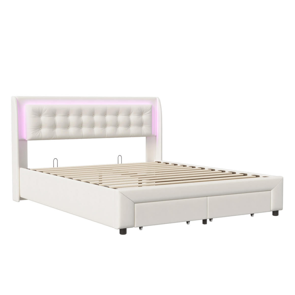 POLSTERBETT Chesterfield 180/200 cm mit Bettkasten & Schubladen Samtoptik Beige - Beige, Textil (180/200cm) - Creahappy