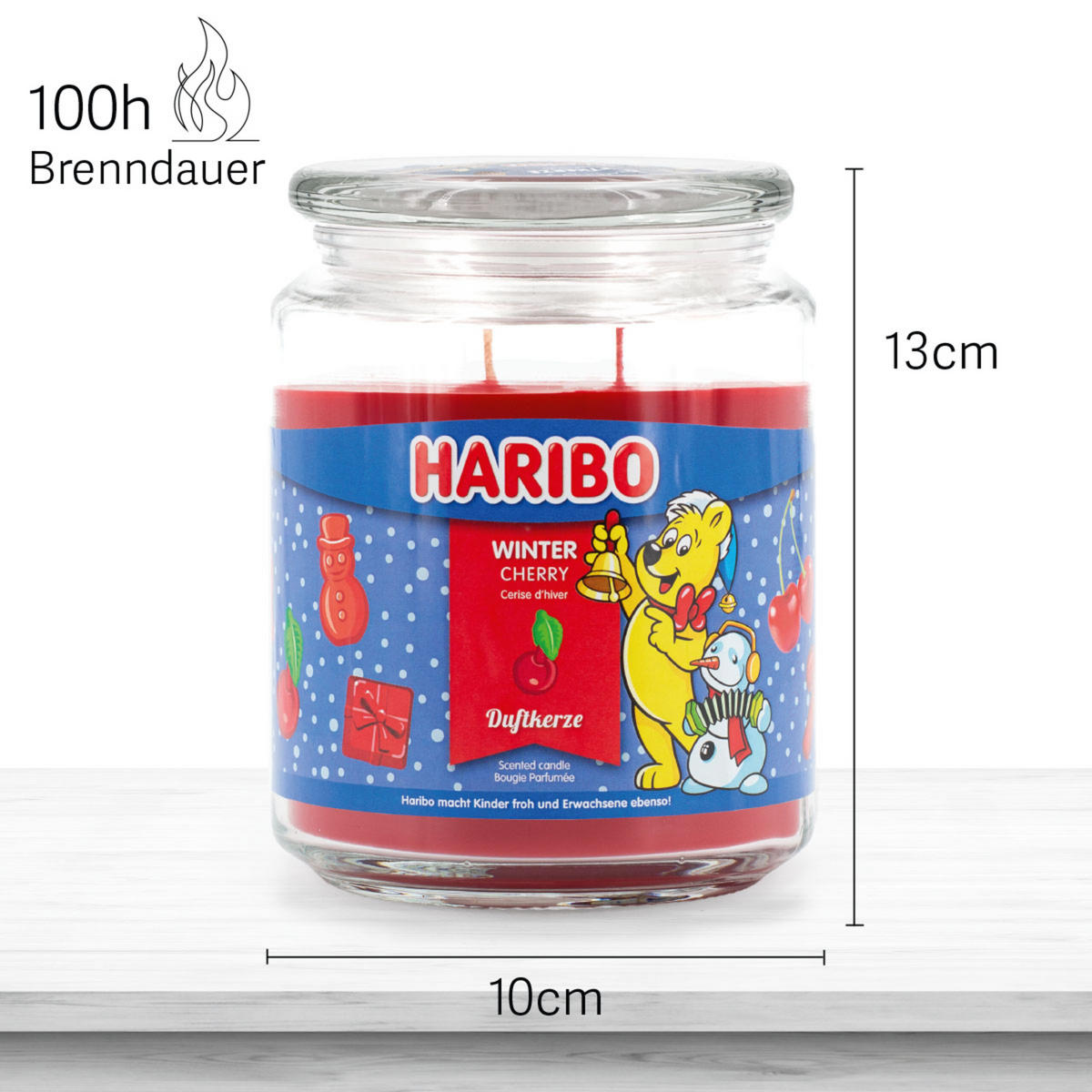 DUFTKERZE Haribo - Dunkelrosa, Glas/Naturmaterialen (13cm)