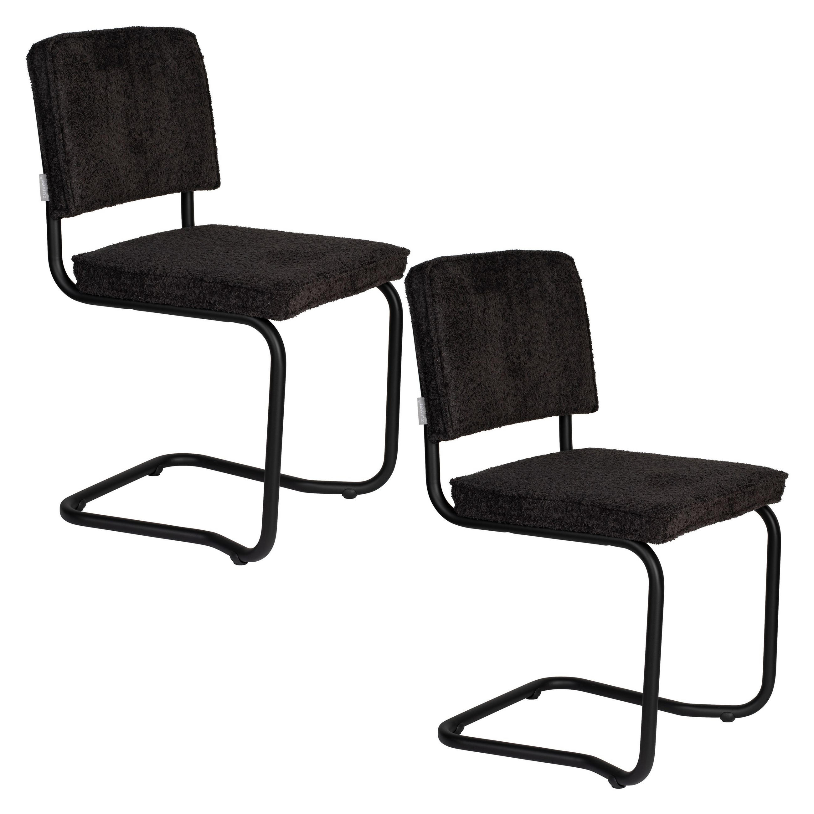 ESSZIMMERSTUHL Ridge Kink Soft Schwarz - 2 er Set - Schwarz, Textil (48/85/50cm) - Zuiver