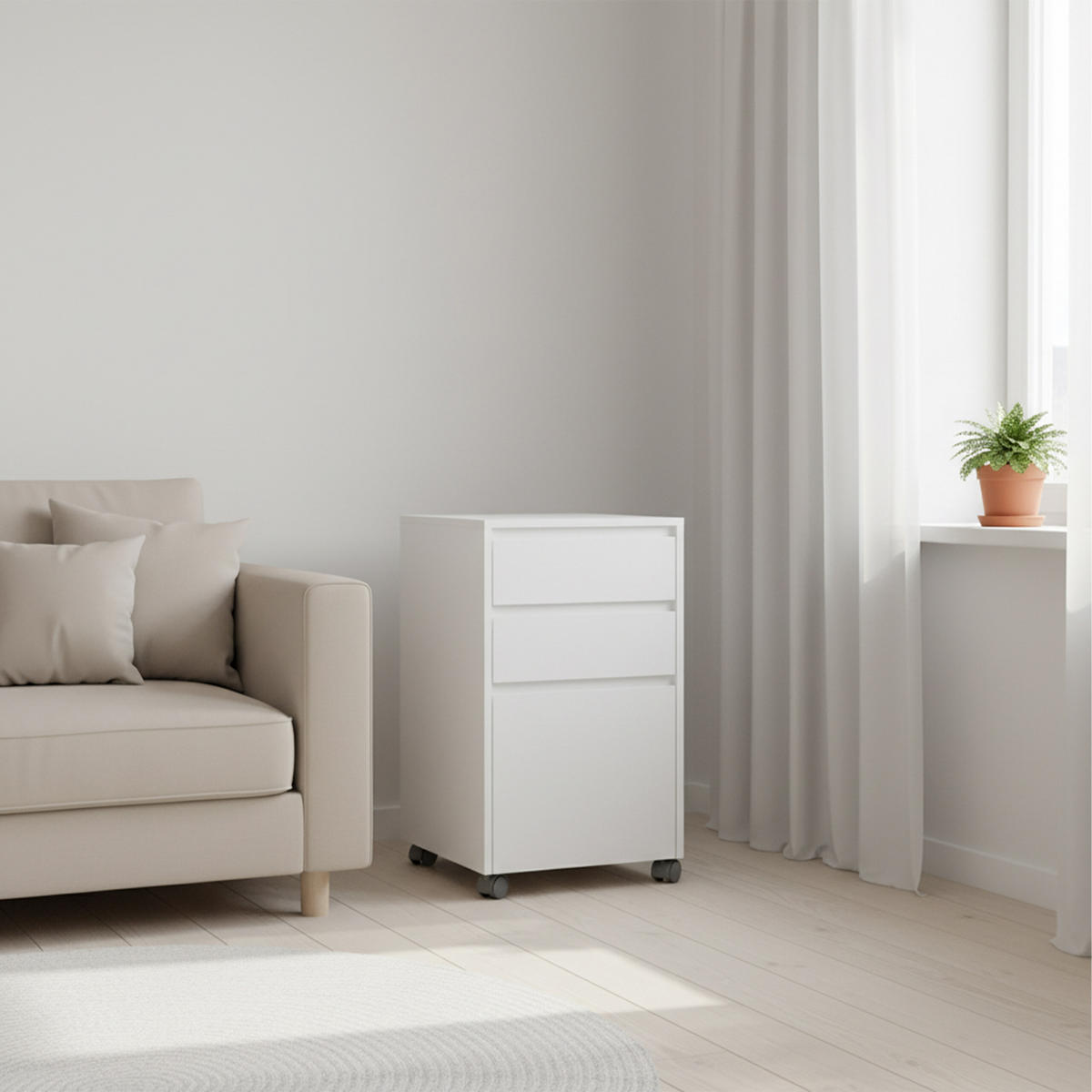 ROLLCONTAINER - Weiß, Holzwerkstoff/Kunststoff (40/70/40cm) - Relaxdays