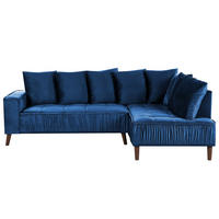 3-SITZER-ECKSOFA Samtstoff Marineblau rechtsseitig Grena - Hellblau, Textil (231/152cm) - Beliani