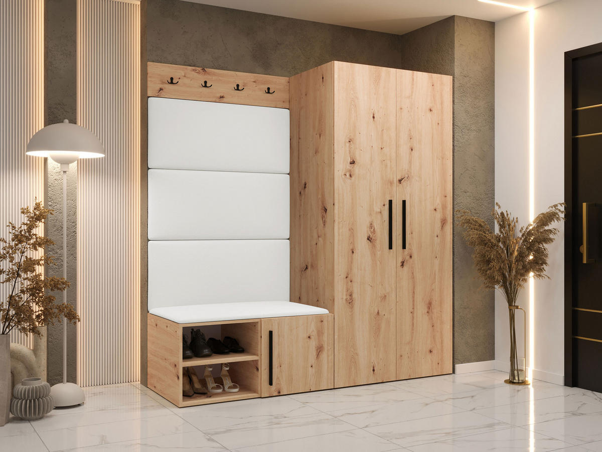 GARDEROBEN-SET Medi I - Schwarz/Weiß, Holzwerkstoff/Kunststoff (80/191/50cm) - MIRJAN24