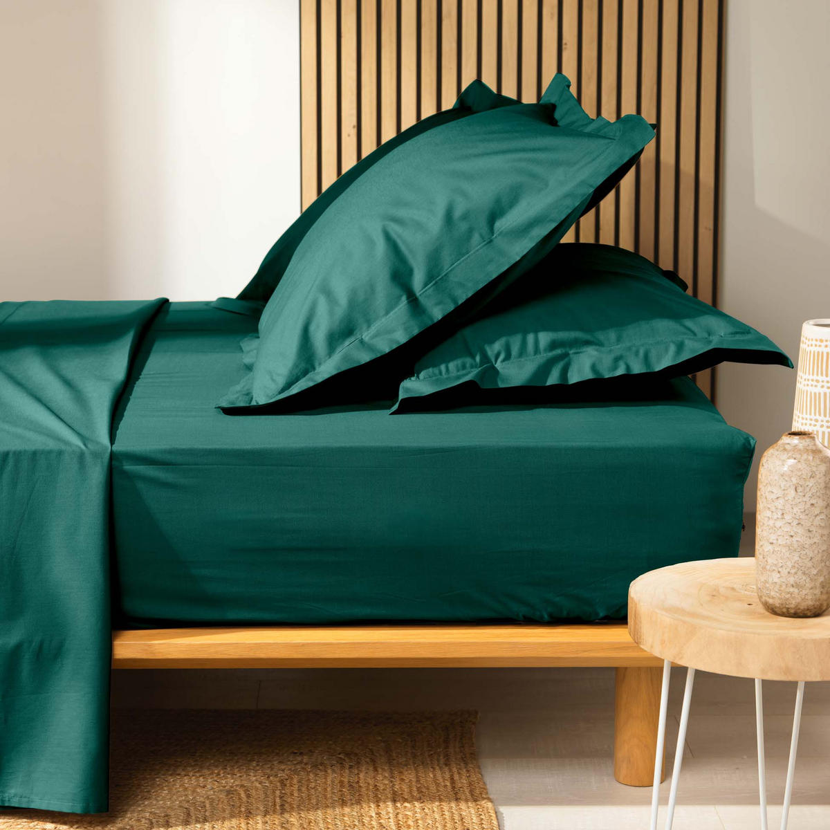 SPANNBETTTUCH mit Gummizug Biolina 200/180 cm - Grün, Naturmaterialen (180/200cm) - Douceur d´intérieur
