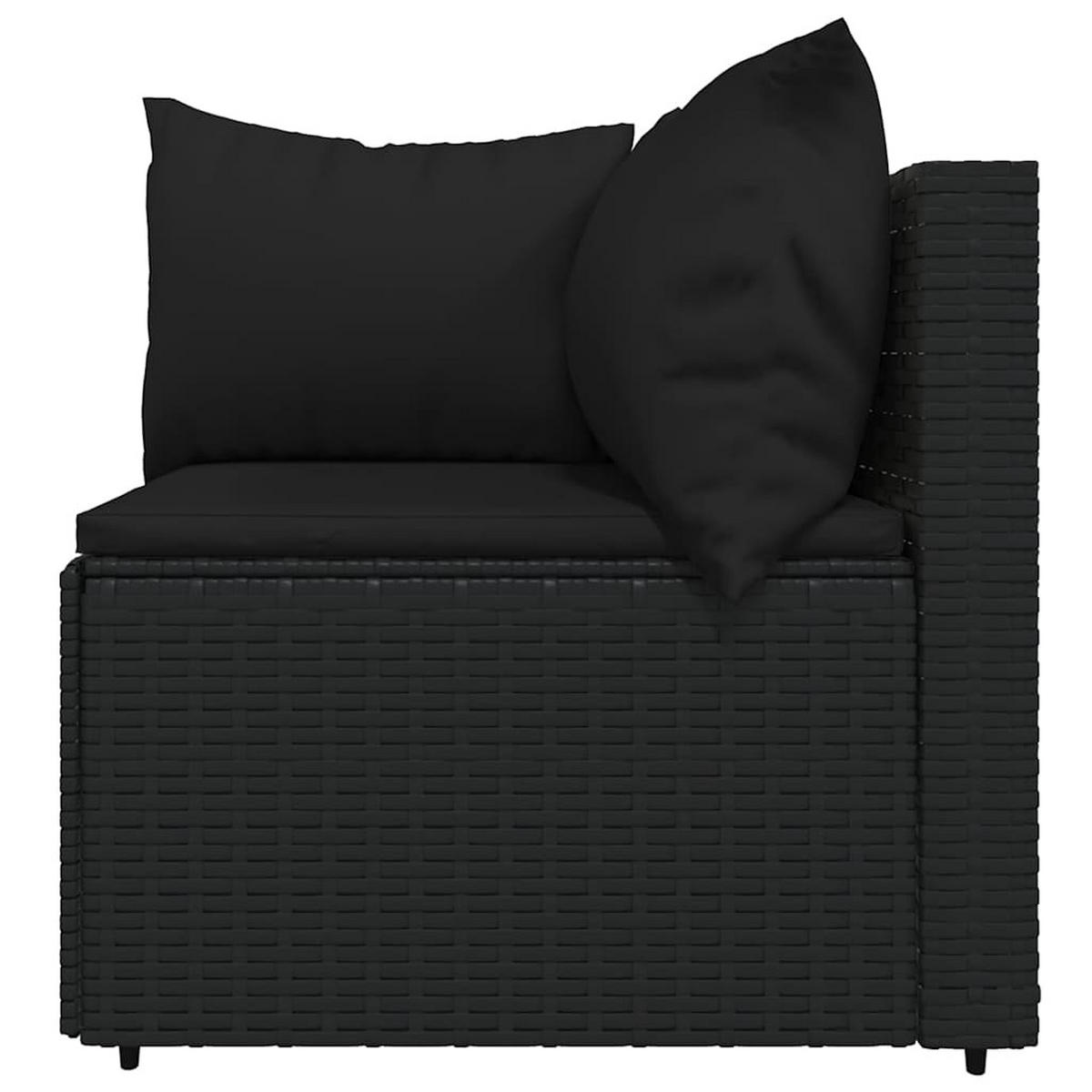LOUNGEGARNITUR mit Auflagen und 50 cm Couchtisch, aus Poly Rattan und Glas, Schwarz, 4-teiliges Set - Schwarz, Kunststoff - vidaXL