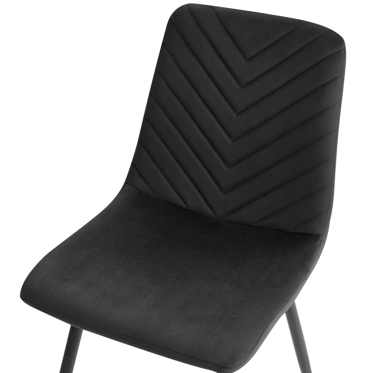 ESSZIMMERSTUHL 4er-Set Samtstoff Schwarz Havre - Schwarz, Textil (45/88/62cm) - Beliani