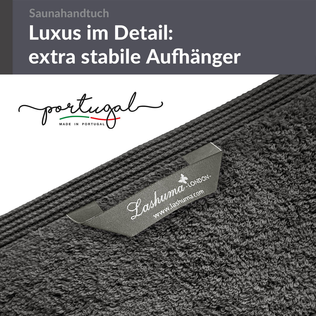 BADETUCH London Anthrazit Grau 100x200 cm - Anthrazit, Textil (100/200cm) - Lashuma