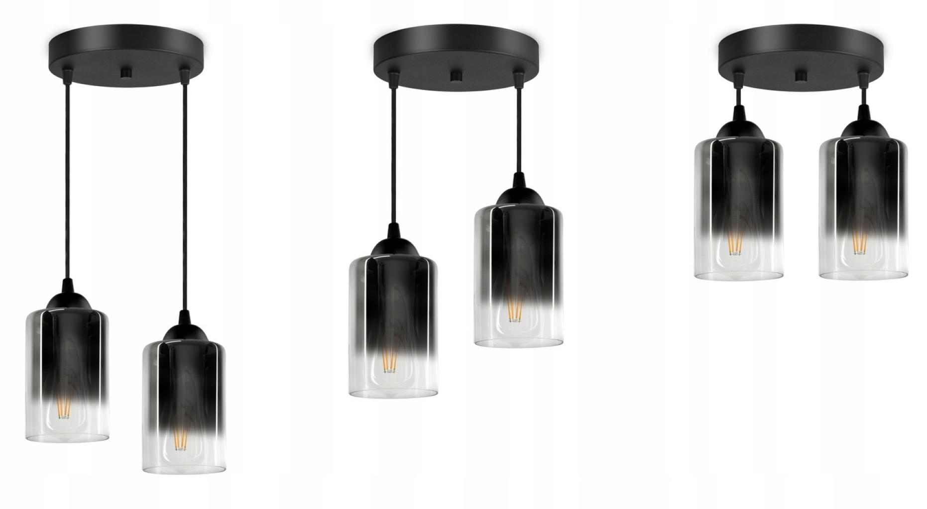 PENDELLEUCHTE GRAF - Transparent/Anthrazit, Glas/Metall (30/30/80cm) - kiki design