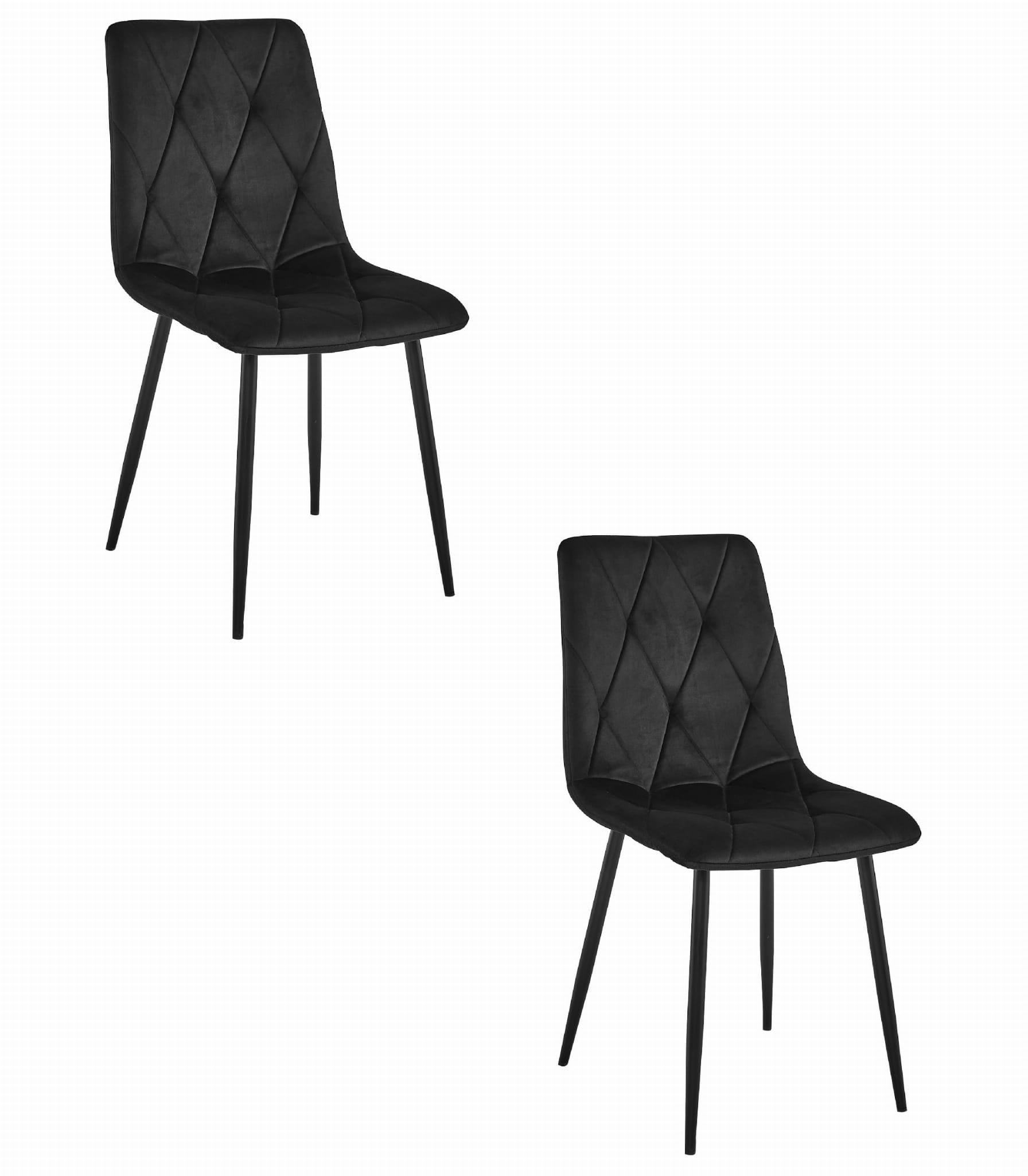 ESSZIMMERSTUHL 2-er Set TYRA schwarzer Sitz, schwarze Beine - Schwarz, Textil (44.5/87/54.5cm) - Valora