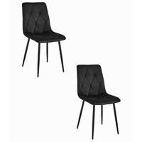 ESSZIMMERSTUHL 2-er Set TYRA schwarzer Sitz, schwarze Beine - Schwarz, Textil (44.5/87/54.5cm) - Valora