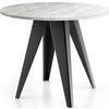 ESSTISCH Glory runder ausziehbarer, Grauer Beton 100-140/100/76 cm - Hellgrau/Schwarz, Holzwerkstoff/Metall (100/100/76cm) - WFL GROUP