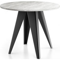 ESSTISCH Glory runder ausziehbarer, Grauer Beton 100-140/100/76 cm - Hellgrau/Schwarz, Holzwerkstoff/Metall (100/100/76cm) - WFL GROUP