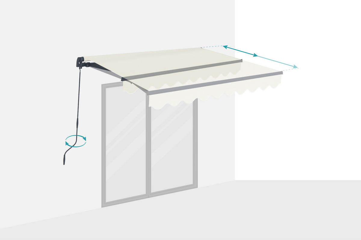 EINTEILIGE MARKISE Vecchio Beige 2,5m x 2m - Premium-Leinwand 320g/m² - Beige, Metall (250/270/200cm) - Cazeboo