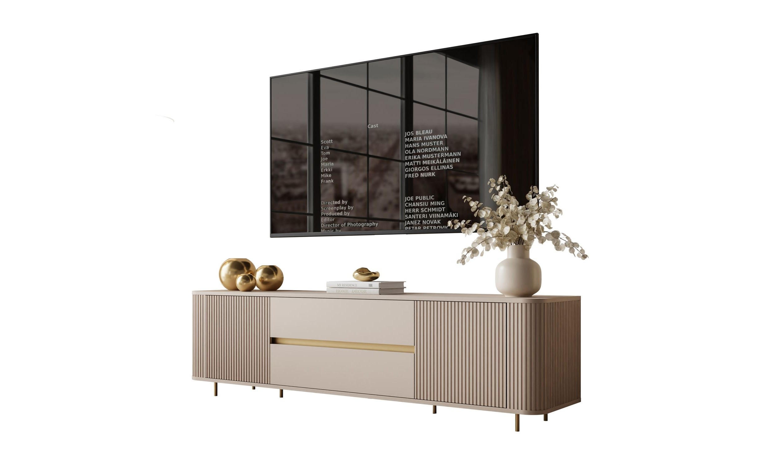 TV-SCHRANK MIRAGE GOLD 180/40/52 cm Sandbeige - Sandfarben/Goldfarben, Holzwerkstoff (180/52/40cm) - Lookway