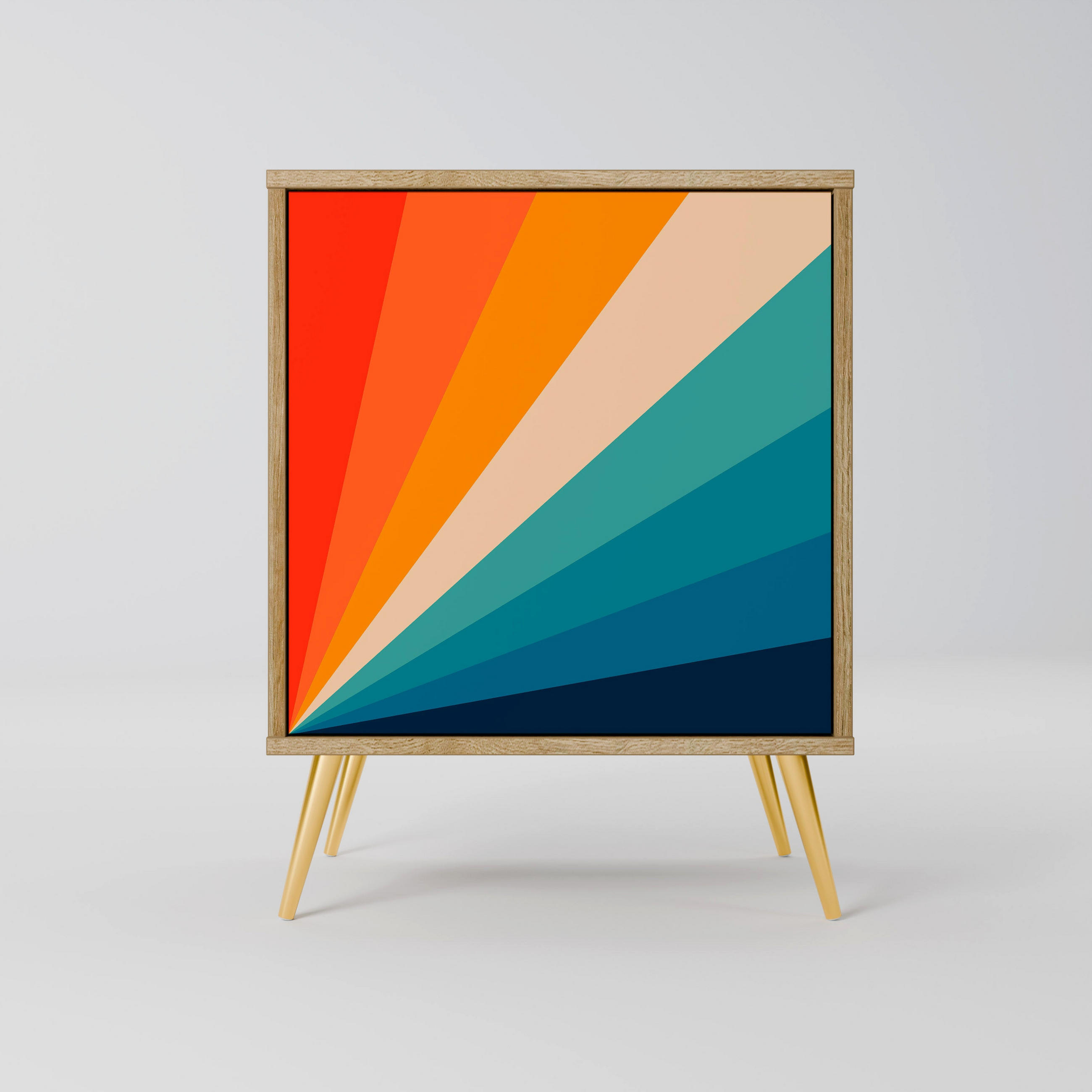 SIDEBOARD PRISM CONCUSSION, Eichefarben, 57,5x42x75,5 cm, Goldfarbene Metallfüße - Eichefarben/Goldfarben, Holzwerkstoff/Metall (57.5/75.5/42cm) - SpaceRebels