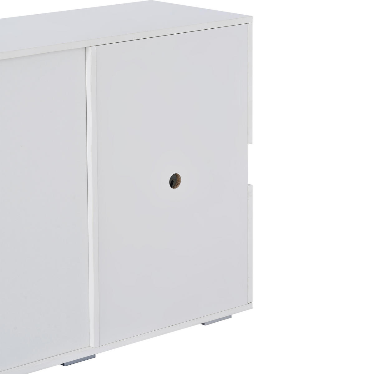 SIDEBOARD Weiß, 145/35/72 cm, aus MDF, mit LED-Beleuchtung und 4 Schubladen - Weiß, Holzwerkstoff (140/72/35cm) - CHICFURN