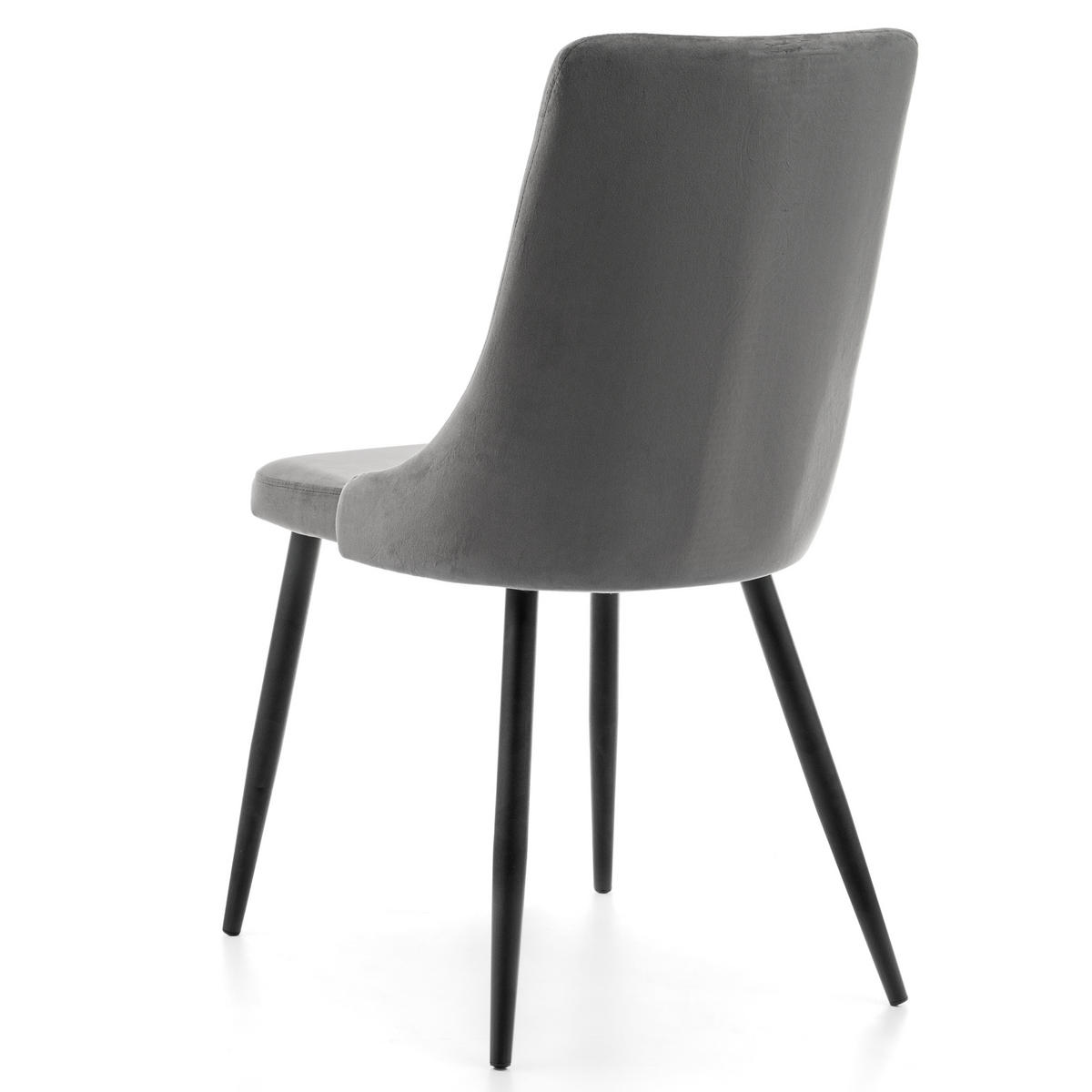 STUHL UNO gepolstert - grau - Samt Velours - Schwarz/Grau, Textil/Metall (48/95/57cm) - NEW HOME