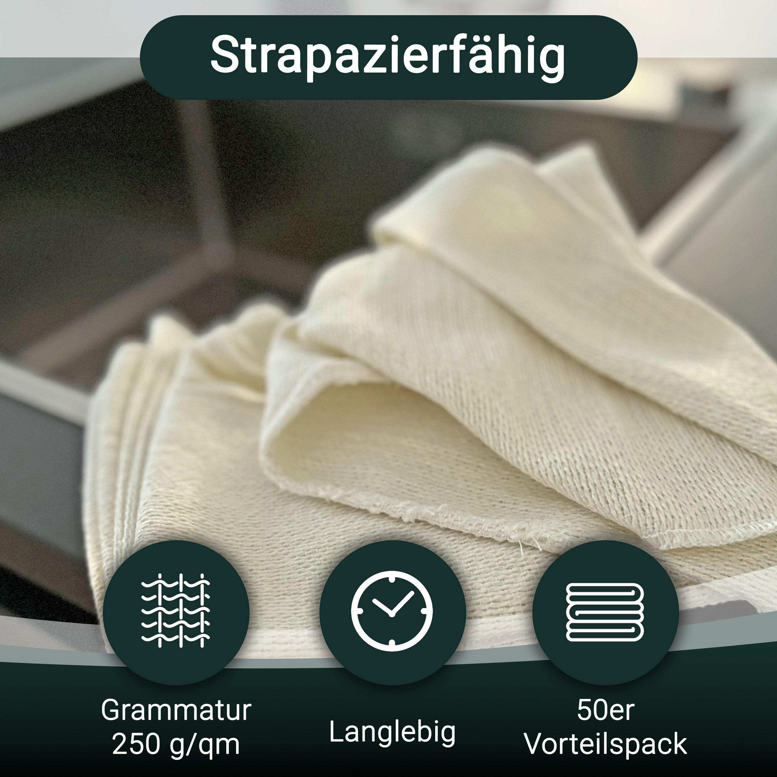 REINIGUNGSTÜCHER, 50er-Set, 80% Baumwolle, 20% Polyester, Weiß - Weiß, Naturmaterialien (40/40cm) - Zollner