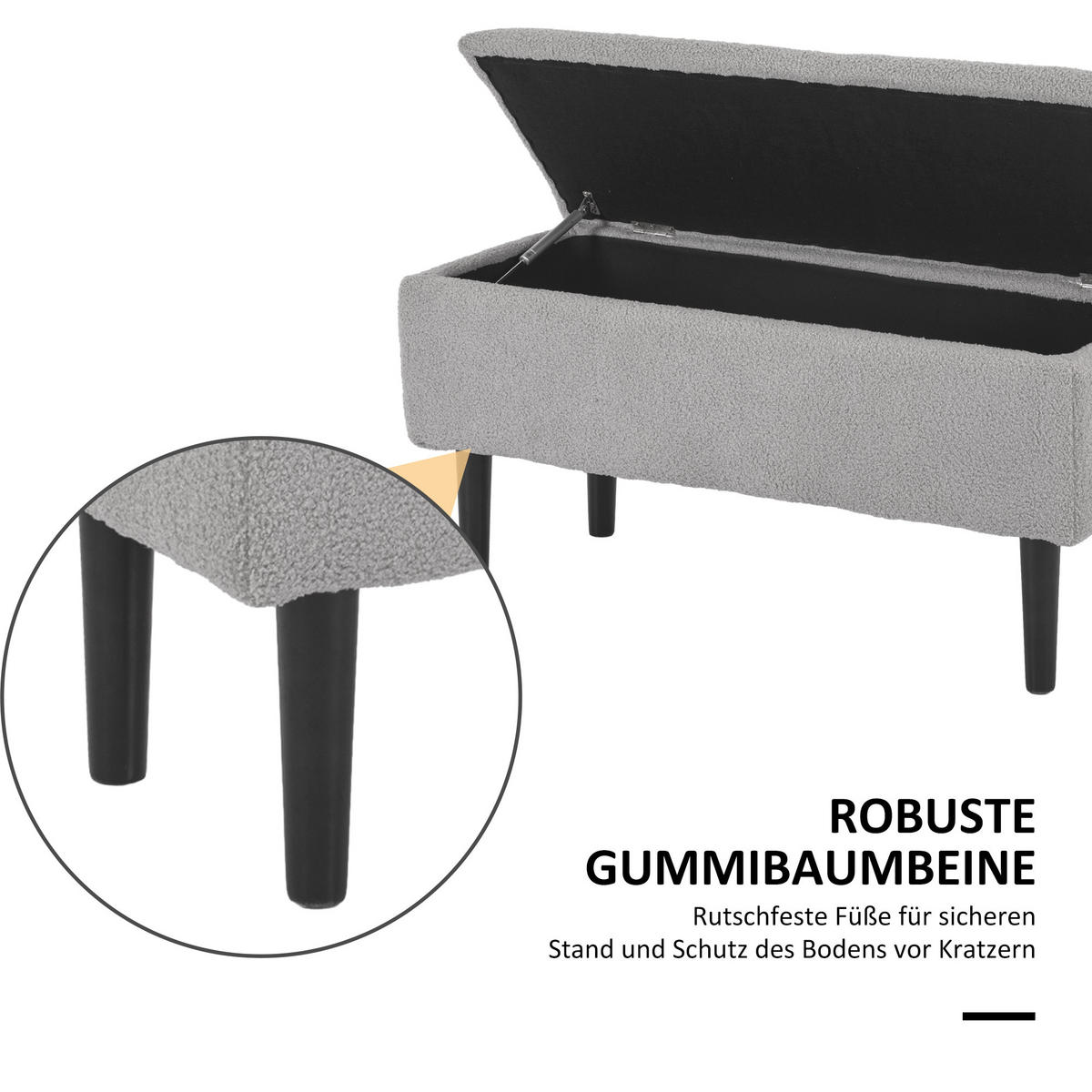 SITZBANK, Bettbank, Polsterbank, Grau - Grau, Kunststoff (38/45/95cm) - HOMCOM