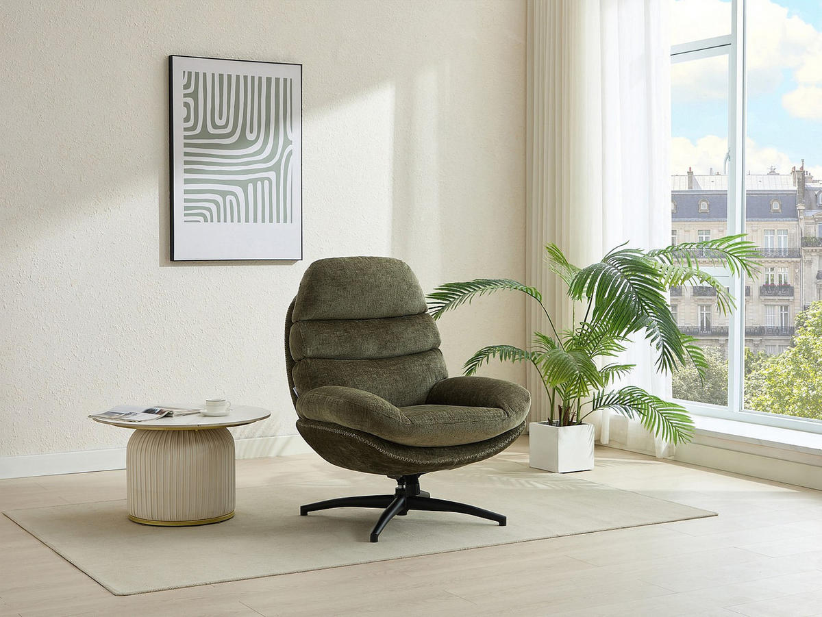 DREHSESSEL - Stoff - Grün - LIZUTA - Grün, Textil (93/99/78cm) - Vente-Unique