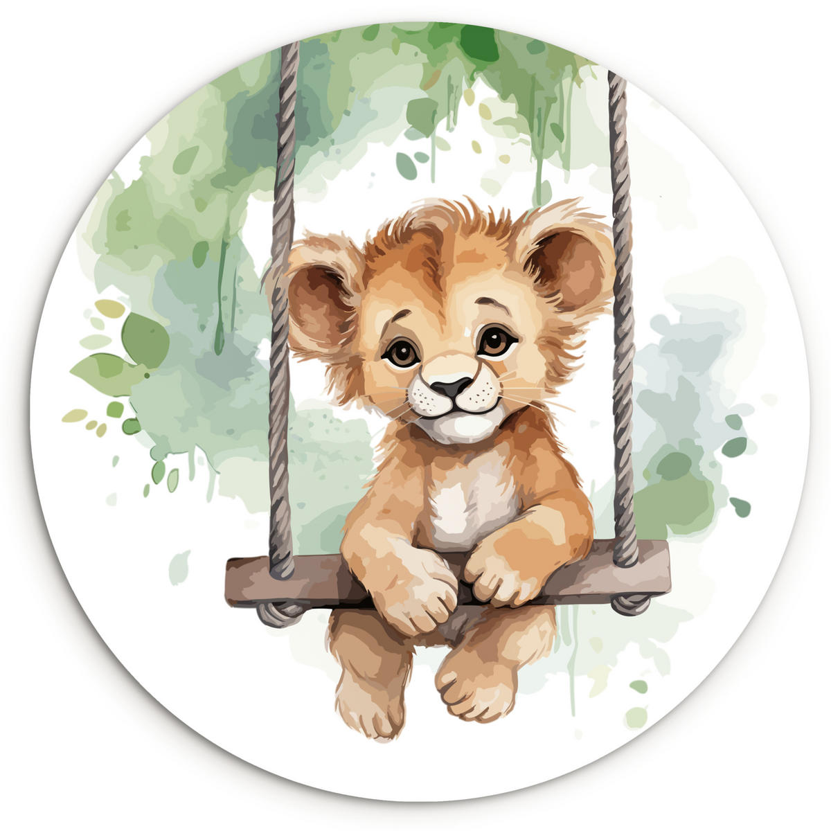 WANDBILD Löwe - Tier - Kinder - Dschungel 120x120 cm - Hellbraun, Kunststoff (120/120cm) - MuchoWow