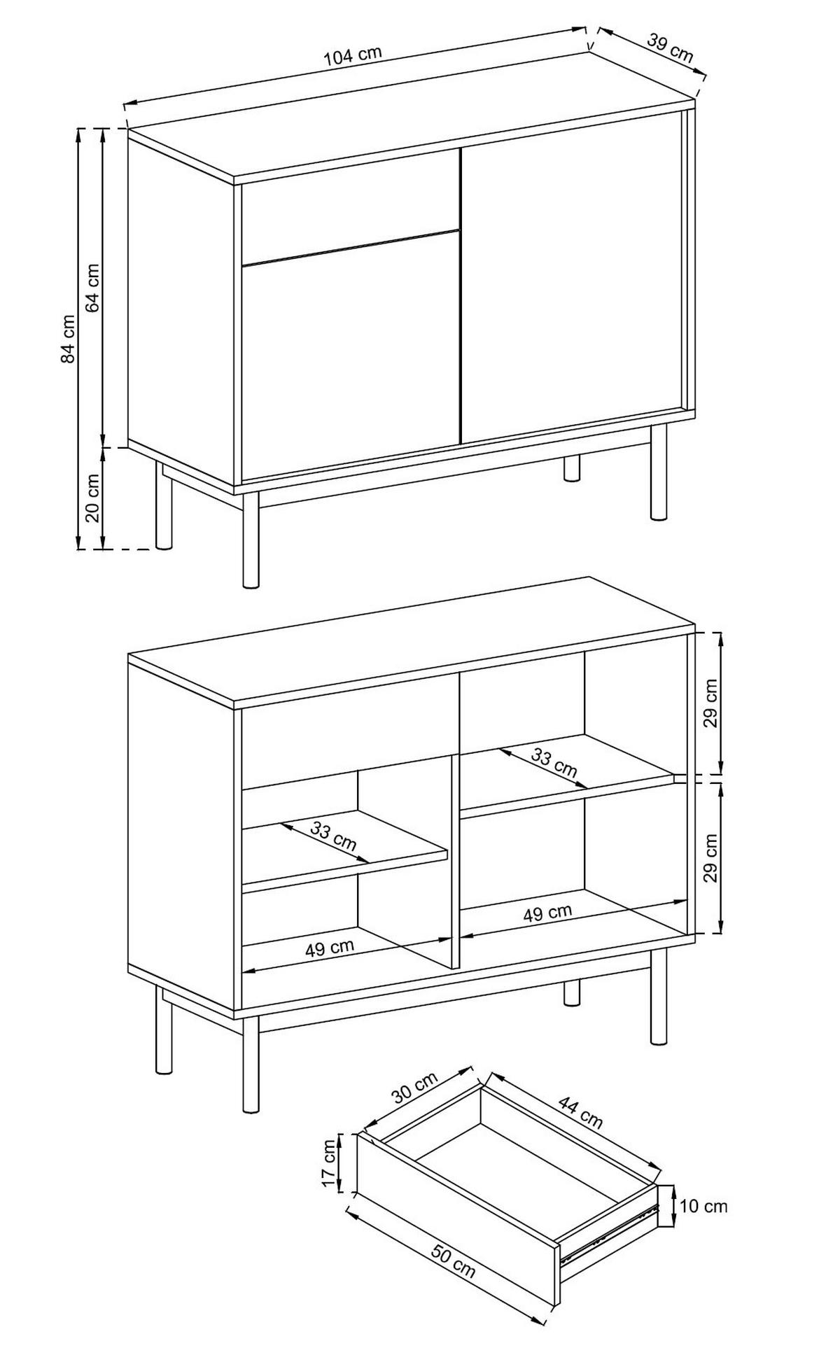 KOMMODE Basic Jackson Hickory / graphit 104 / 39 / 84cm - Graphitfarben/Braun, Holz/Holzwerkstoff (104/84/39cm) - Feldmann-Wohnen