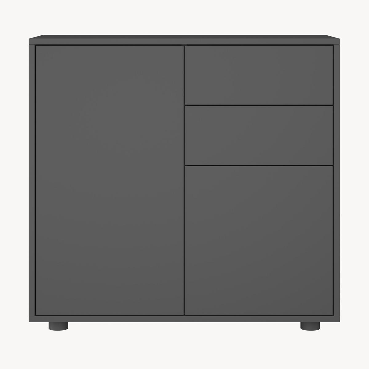 KOMODA Paarl 2dveřová - tmavě šedá, kompozitní dřevo (79/74/36cm) - [en.casa]