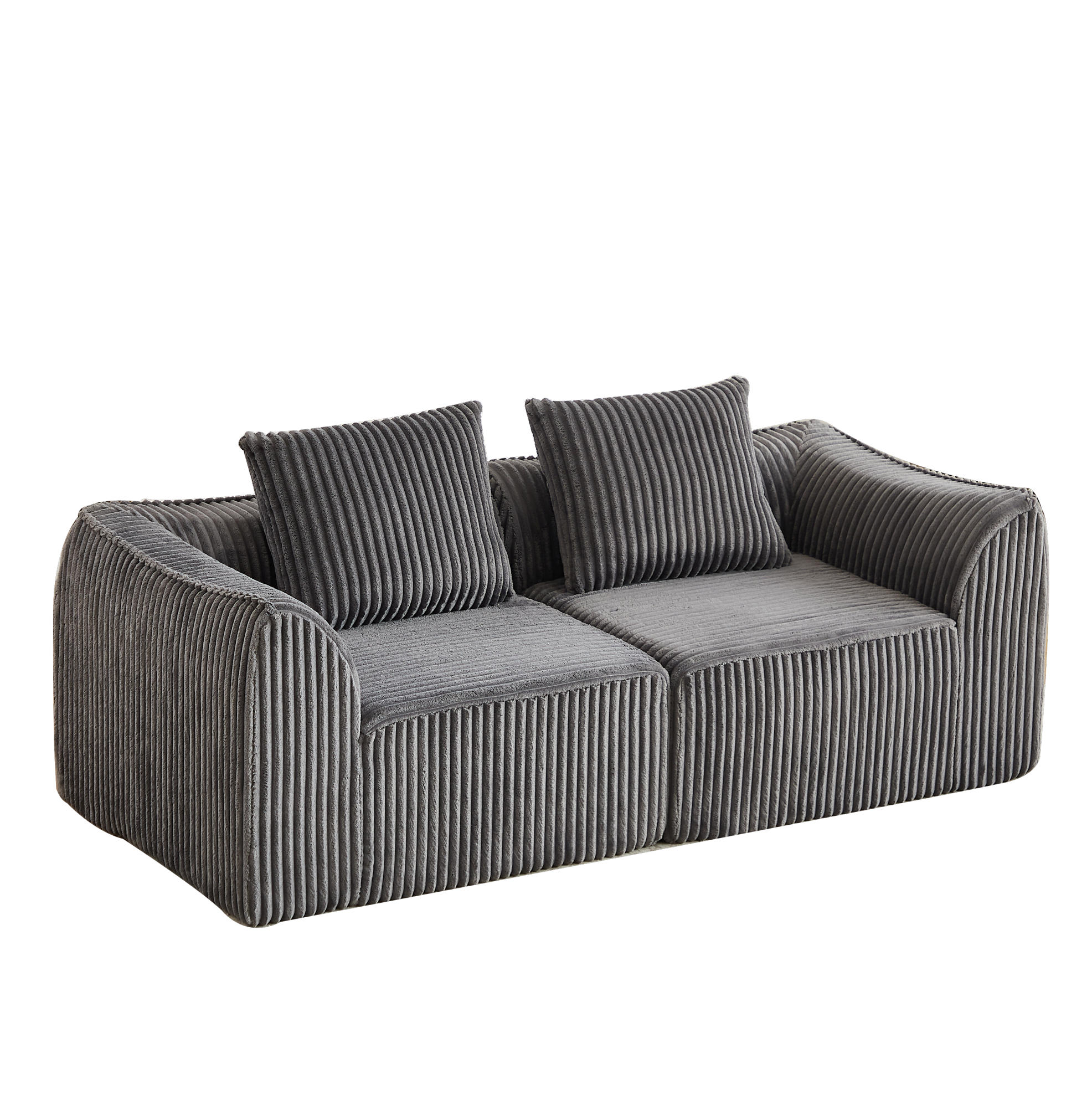SOFA modular Cord Grau mit Kissen - Grau, Kunststoff (101/72.5/185cm) - Meubliv