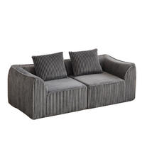 SOFA modular Cord Grau mit Kissen - Grau, Kunststoff (101/72.5/185cm) - Meubliv