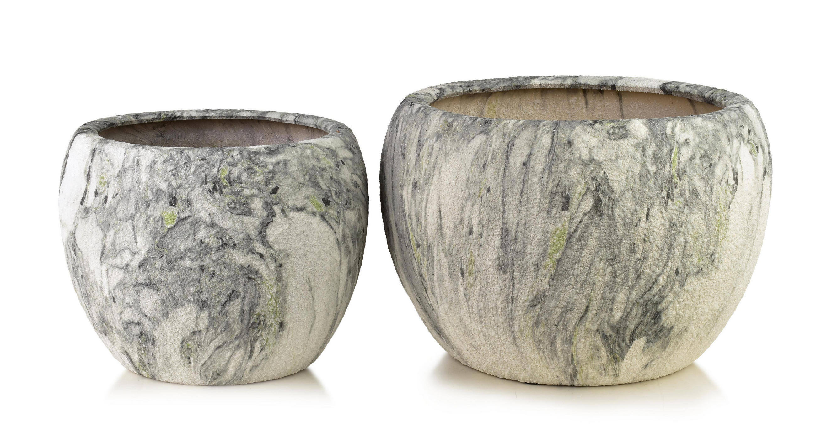 ÜBERTOPF NEVA 2-tlg Grau 51/51/35cm 38/38/30cm Keramik - Hellgrau/Grün, Keramik (51/35/51cm) - Mondex