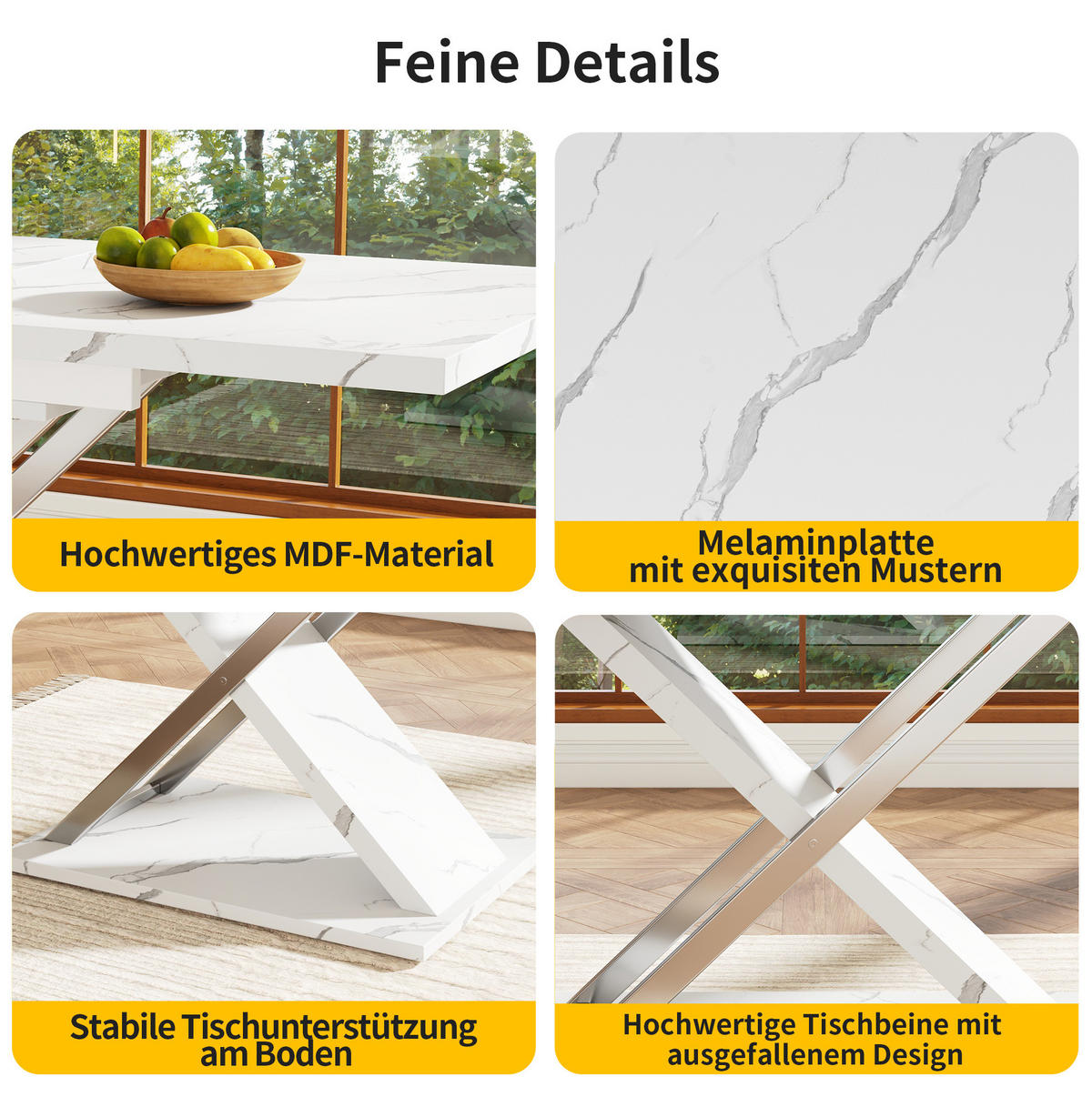 ESSTISCH 118/76,4/75 cm Weiß aus MDF und Metall mit Ausziehfunktion - Weiß, Holzwerkstoff (118/75/76.4cm) - OKMYHOME