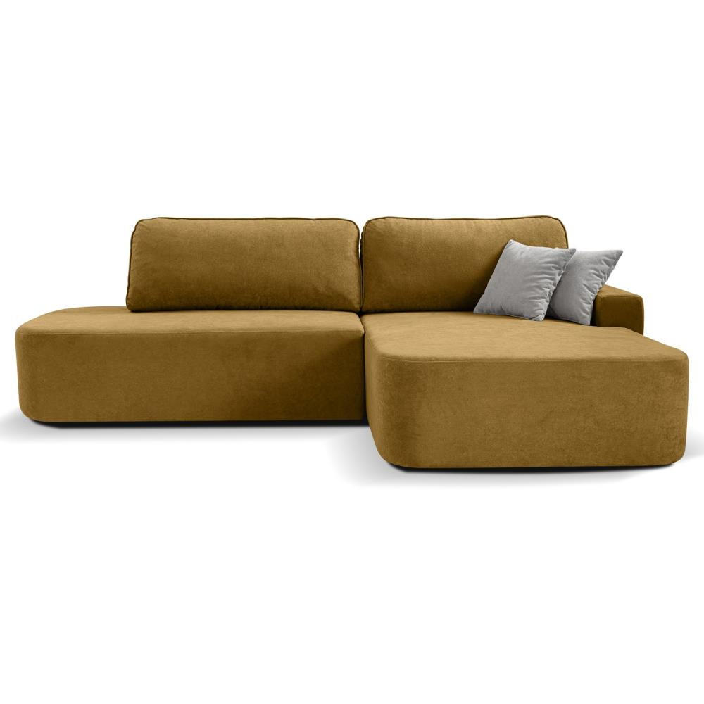 ECKSCHLAFSOFA Gavi gelb velours rechts - Gelb, Textil (269/171cm) - Beautysofa