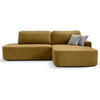 ECKSCHLAFSOFA Gavi gelb velours rechts - Gelb, Textil (269/171cm) - Beautysofa