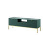 TV-SCHRANK NOVA Geriffelt Regal, 2 Türen, Schublade, Goldene Beine, 154x39x56cm, Labrador - Türkis/Goldfarben, Holzwerkstoff/Kunststoff (154/56/39cm) - DomoHome