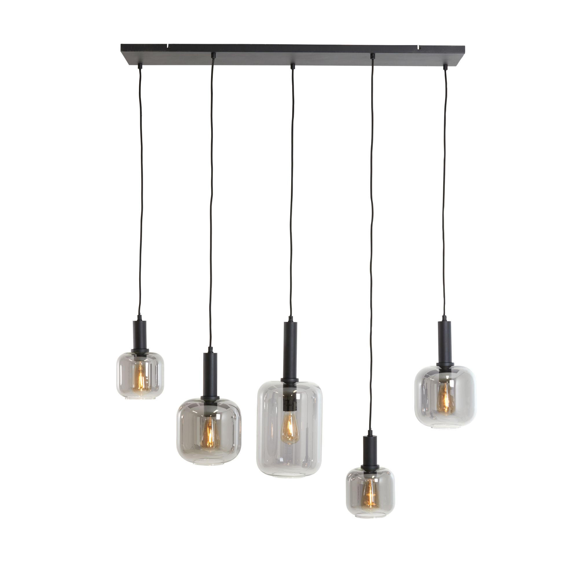 HÄNGELAMPE Lekar Schwarz 110/22/32 cm - Schwarz, Glas (110/22/32cm) - Light & Living