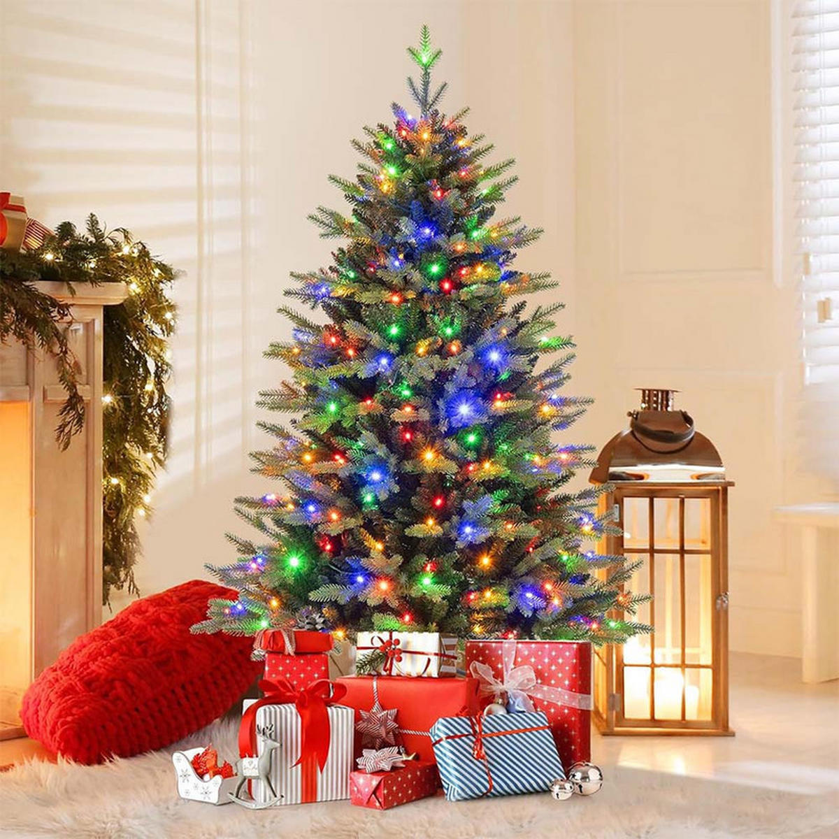 WEIHNACHTSBAUM mit 11 Lichtmodi 150cm Grün - Grün, Metall (150cm) - COSTWAY