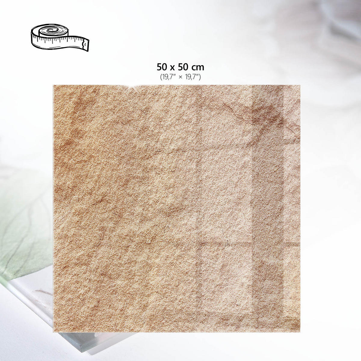 TISCHPLATTE 50x50 cm – Warme Textur - Beige, Glas (50/50/0.4cm) - Wallfluent
