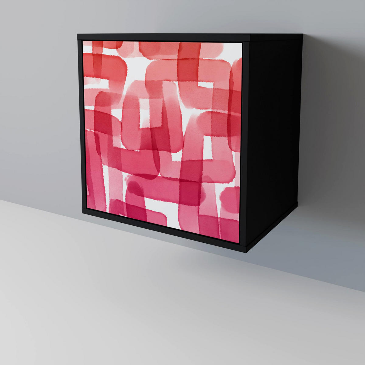 SIDEBOARD KALEIDOSCOPIC CUBISM, Schwarz, 57,5x42x67,5 cm, Schwarze Metall-Rahmenfüße - Multicolor/Schwarz, Holzwerkstoff/Metall (57.5/67.5/42cm) - SpaceRebels